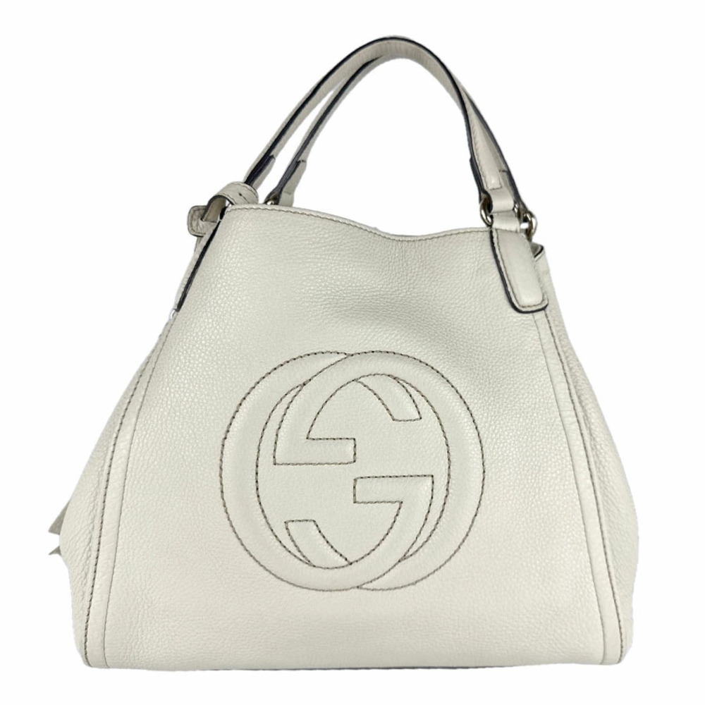 Gucci Interlocking GG Soho Leather 2way Shoulder Bag Ivory White